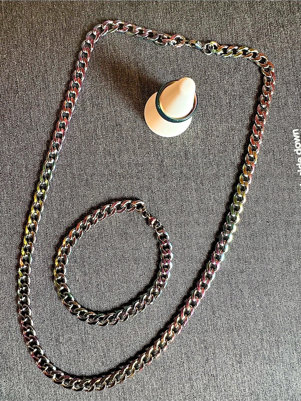 Multicolor iridescent Chain Jewelry Set